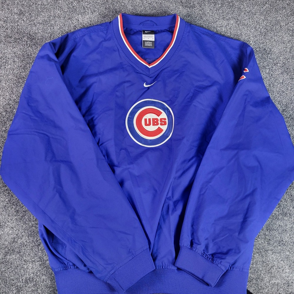 Nike Chicago Cubs MLB V-Neck Pullover Windshirt Blue Mens Medium RN56323